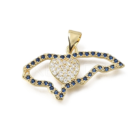 Brass Micro Pave Blue Cubic Zirconia Pendants CU-E002-04A-G-1