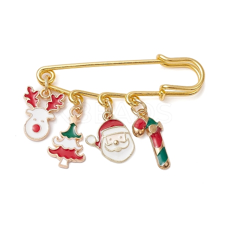 Santa Claus & Christmas Tree & Deer Alloy Enamel Charms Kilt Pins Brooch JEWB-BR00174-1