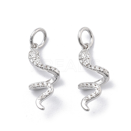 925 Sterling Silver Micro Pave Clear Cubic Zirconia Snake Pendants STER-D302-06S-1