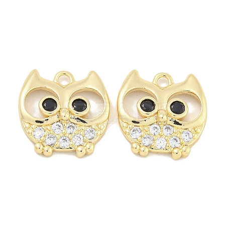 Brass Micro Pave Cubic Zirconia Glass Pendants KK-S386-36G-1