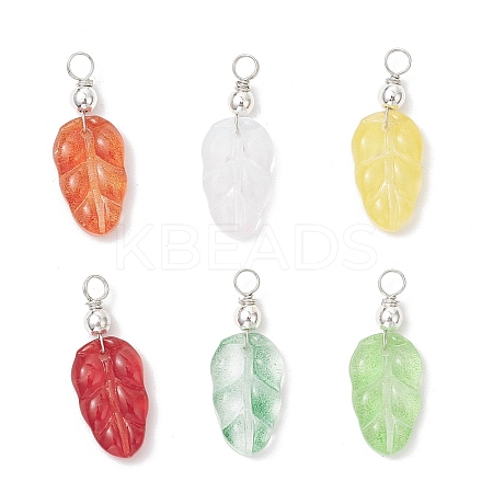 Gradient Color Baking Paint Glass Pendants PALLOY-JF04068-02-1