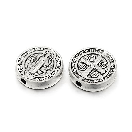 Tibetan Style Alloy Flat Round Beads LS-X-TIBEB-E072-02AS-RS-1