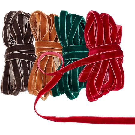 40 Yards 4 Colors Single Face Velvet Ribbons OCOR-PH0004-52-1