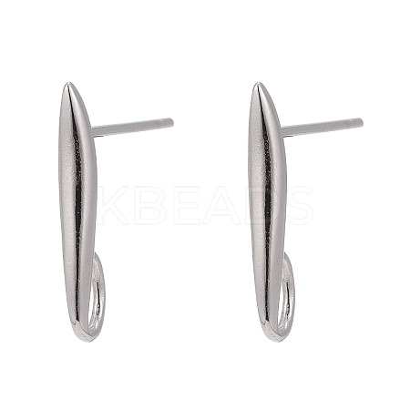Anti-Tarnish Rhodium Plated 925 Sterling Silver Stud Earring Findings STER-K168-118P-1