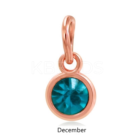 Rose Gold Plated Alloy Glass Rhinestone Charms PALLOY-TAC0016-A12-RG-1