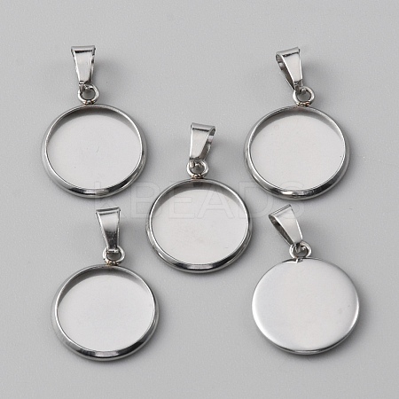 10Pcs 304 Stainless Steel Pendant Cabochon Settings LS-STAS-WH0029-97B-P-1