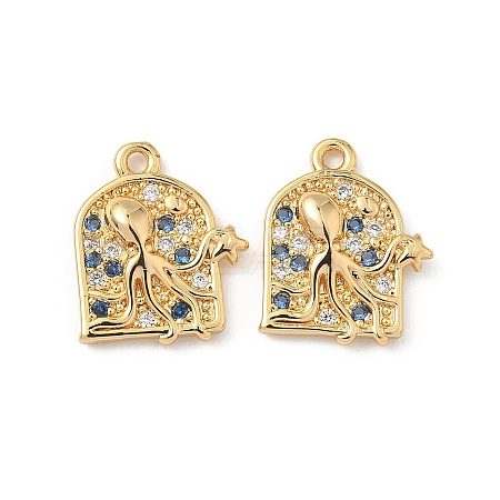 Brass Micro Pave Cubic Zirconia Charms X1-KK-C099-01E-G-1