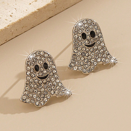 Ghost Alloy Crystal Rhinestone Stud Earrings FS-WG84691-02-1