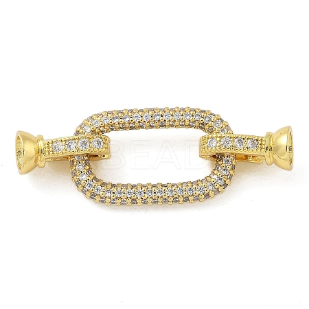 Rack Plating Brass Micro Pave Clear Cubic Zirconia Fold Over Clasps KK-A234-021B-G-1