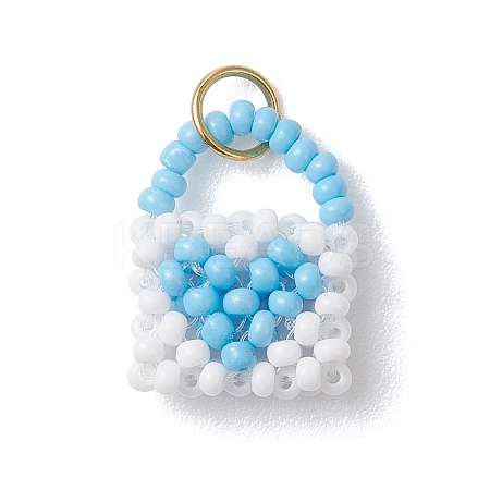 Glass Seed Beaded Handbag Pendants PALLOY-MZ01217-02-1