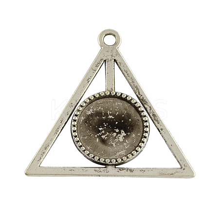 Tibetan Style Alloy Triangle Deathly Hallows Pendant Cabochon Settings TIBEP-322-AS-LF-1
