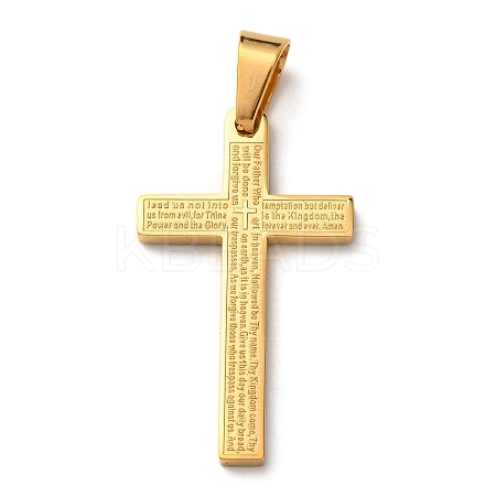 304 Stainless Steel Religion Bible Cross Pendants STAS-F323-11G-1