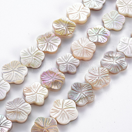 Electroplated Natural Freshwater Shell Beads Strands SHEL-N026-164-1