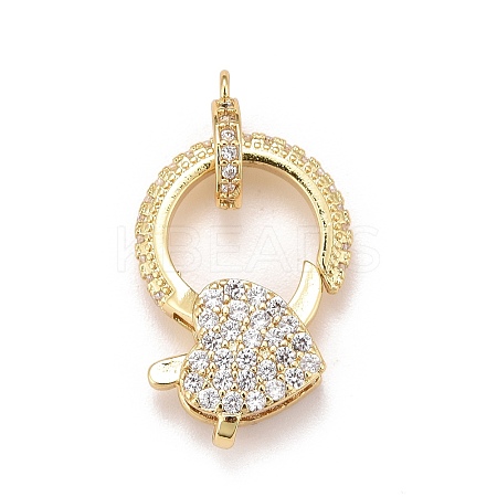 Brass Micro Pave Cubic Zirconia Lobster Claw Clasps KK-A161-02G-1