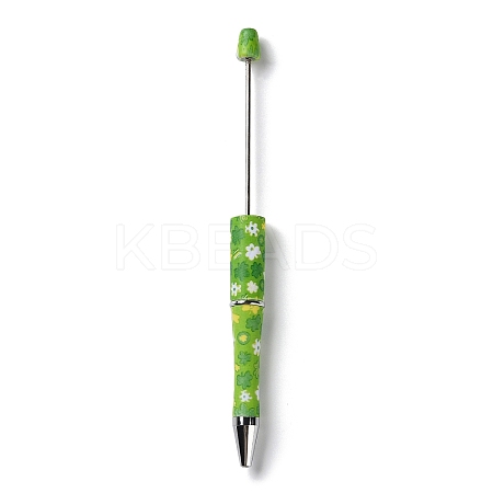 Clover Pattern Plastic Beadable Pens AJEW-P115-01C-1
