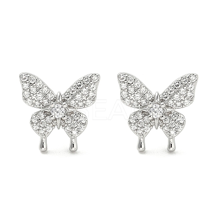 Rack Plating Brass Micro Pave Clear Cubic Zirconia Stud Earrings for Women EJEW-M260-13P-B-1
