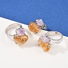 Nuggets Natural Amethyst & Yellow Quartz Open Cuff Rings RJEW-K286-12P-01-1