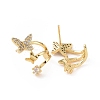 Clear Cubic Zirconia Butterfly Stud Earrings EJEW-C040-07G-2