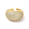 Brass with Cubic Zirconia Open Cuff Rings for Women RJEW-A035-21G-2