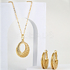 Brass Hollow Donut Pendant Necklaces & Hoop Earrings LV5654-2