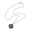 Glass Seed Beaded Clover Pendant 304 Stainless Steel Cable Chain Necklaces for Women NJEW-MZ00128-02-3