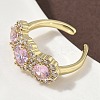 Brass Micro Pave Cubic Zirconia Cuff Rings RJEW-H256-01G-4
