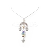Natural & Synthetic Mixed Gemstone Moon Phase with Starfish Tortoise Pendant Necklace NJEW-JN04247-4