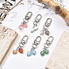 Heart Natural Green Aventurine & Red Agate & Grey Agate & Aquamarine & Howlite & Cherry Quartz Glass Pendant Decoration HJEW-JM02493-2
