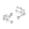 Brass Micro Pave Clear Cubic Zirconia Stud Earrings EJEW-F258-01L-P-2