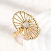 Hollow Oval with Heart 304 Stainless Steel Open Cuff Rings for Women RJEW-A091-17G-3