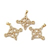 Rack Plating Brass Pave Cubic Zirconia Pendants KK-O142-51G-1