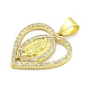 Rack Plating Brass Micro Pave Clear Cubic Zirconia Pendants KK-B091-21G-07-2