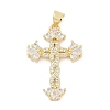 Brass Micro Pave Clear Cubic Zirconia Pendants KK-G522-51G-01-1
