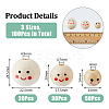 100Pcs 3 Styles Printed Wood European Beads WOOD-DC0001-12-2