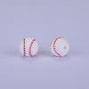 Printed Round with Baseball Pattern Silicone Focal Beads SI-JX0056A-104-1