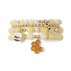 4Pcs 4 Style Natural Topaz Jade & Shell Pearl Stretch Bracelets Set BJEW-JB10049-1