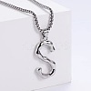 3Pcs 304 Stainless Steel Textured Letter Pendant Box Chain Necklaces LW4134-45-1