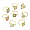 Bear Cubic Zirconia Open Cuff Ring RJEW-F145-01G-1