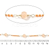 Brass Hexagonal Column Glass Seaded Beaded & Resin Round Beaded Link Chains CHC-G026-01B-2