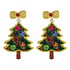 Christmas Trees with Bowknot Alloy Dangle Stud Earrings for Women EJEW-Z078-01A-2