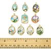 10Pcs 10 Styles Light Gold Tone Alloy Enamel Pendants ENAM-FS0003-82-5