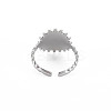 304 Stainless Steel Flat Round with Heart Open Cuff Ring for Women RJEW-S405-202P-2