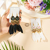 2 Pairs 2 Colors Bohemian Alloy Feather Dangle Earrings EJEW-TA0001-78B-5