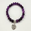 Natural Amethyst Round Beaded Stretch Bracelets DM7312-3-1