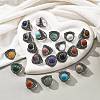 Natural & Synthetic Gemstone Adjustable Rings RJEW-I108-03AS-1