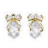 Brass Inlaid Clear Cubic Zirconia Pendants ZIRC-S069-010G-1