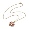 Christmas Theme Flower Glass Seed Beads & Rhinestone Pendant Necklaces NJEW-MZ00045-4