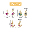 6Pcs 3 Style Brass Micro Pave Cubic Zirconia Charms KK-DC0003-17-2