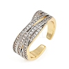 Brass Micro Pave Cubic Zirconia Cuff Rings for Women RJEW-D326-09G-4