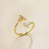 Brass Micro Pave Clear Cubic Zirconia Cuff Open Rings FS-WGF859A-01-3